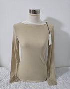 Maglia scollo a barca in misto cashmere Beige