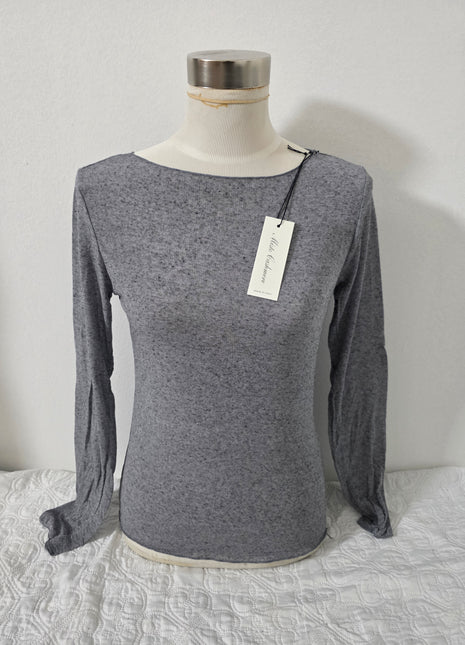 Maglia scollo a barca in misto cashmere Grigia