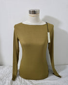 Maglia scollo a barca in misto cashmere Verde olive