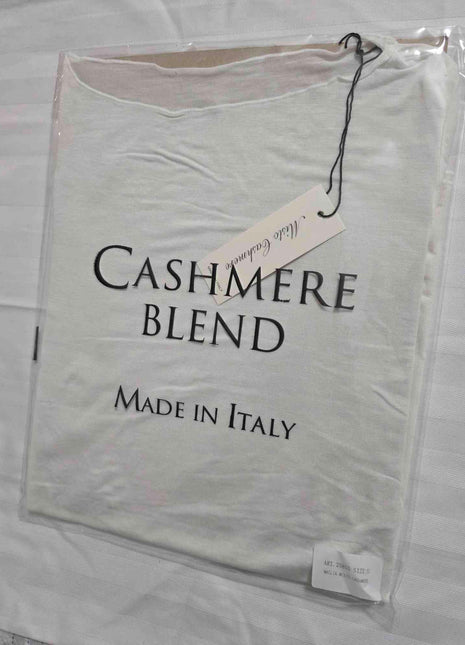 Maglia scollo a barca in misto cashmere Bianca