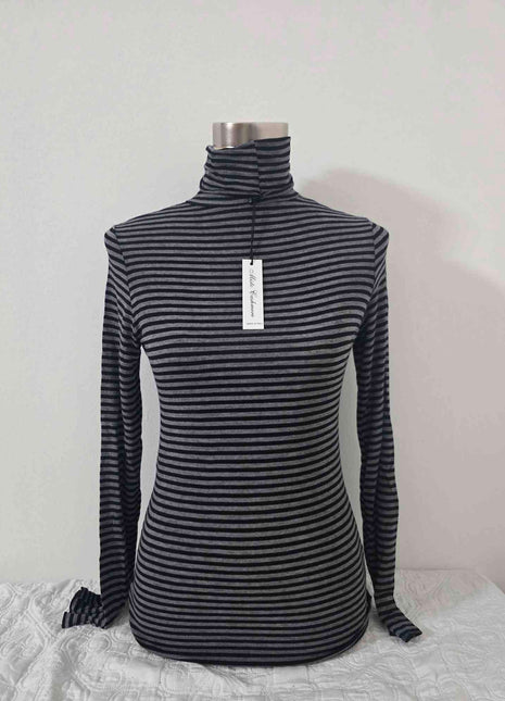 Dolcevita a righe in misto cashmere - Grigia