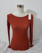 Maglia scollo a barca in misto cashmere Terracotta