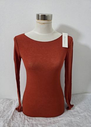 Maglia scollo a barca in misto cashmere Terracotta