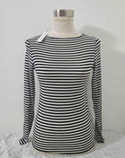 Maglia scollo a barca a righe in misto cashmere Bianca