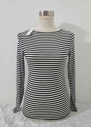 Maglia scollo a barca a righe in misto cashmere Bianca