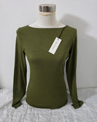 Maglia scollo a barca in misto cashmere Verde