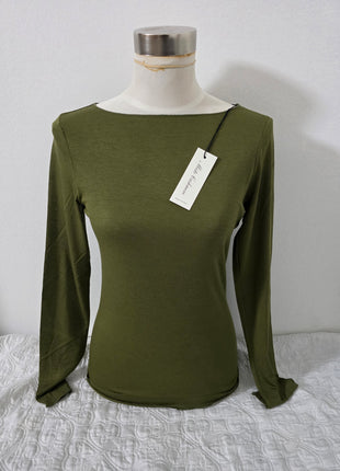 Maglia scollo a barca in misto cashmere Verde