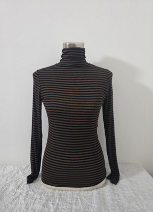 Dolcevita a righe in misto cashmere - Marrone