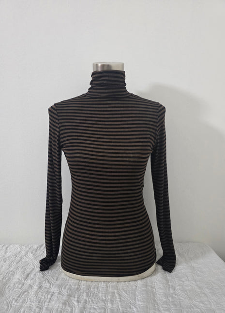 Dolcevita a righe in misto cashmere - Marrone